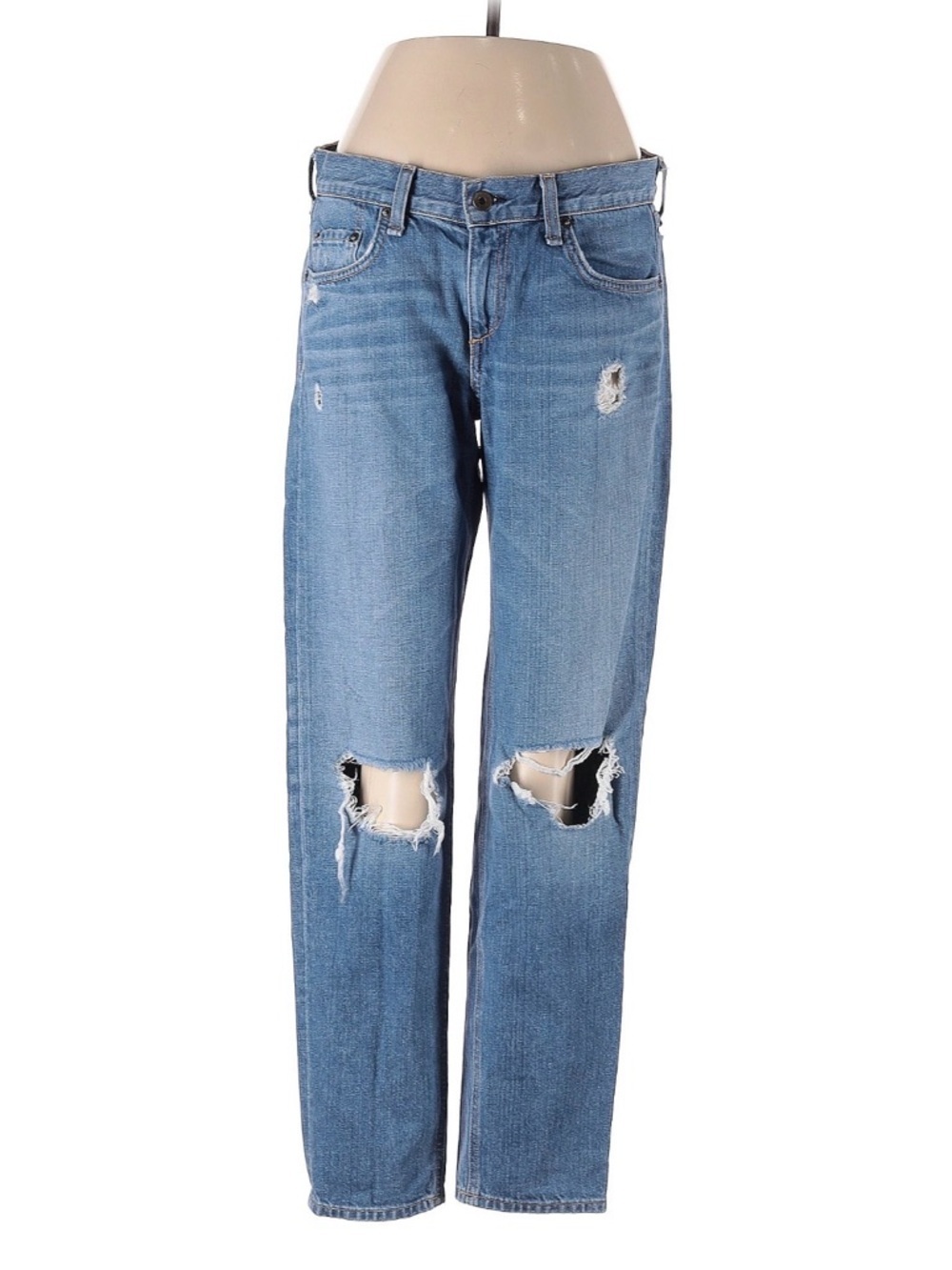 Rag & Bone Mid Rise Distressed Boyfriend Jeans Size 26 Blue 100% Cotton